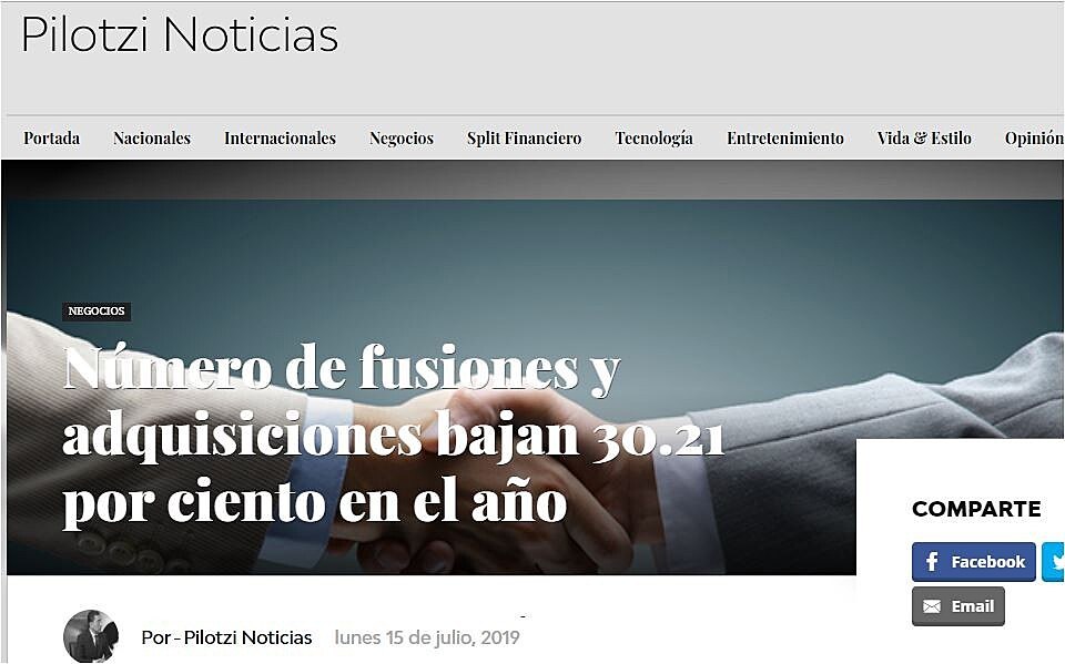 Nmero de fusiones y adquisiciones bajan 30.21 por ciento en el ao